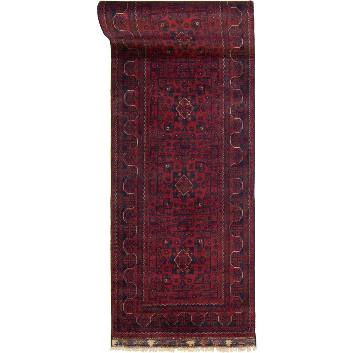 Hand-knotted Tribal 100% Wool Afghan Khal Mohammadi Runner 80cm x 577cm