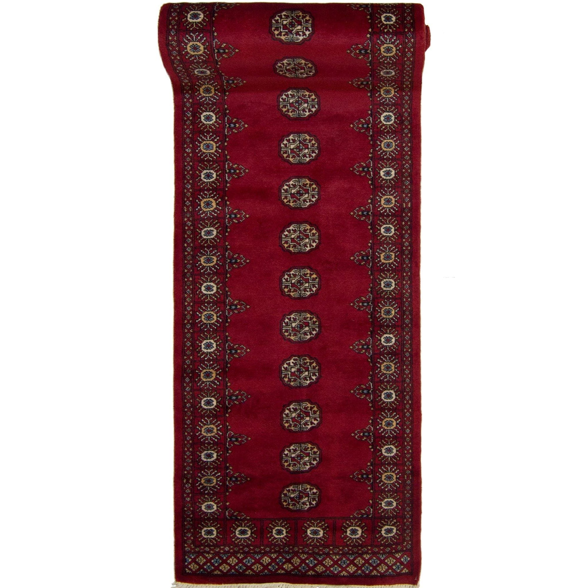 Hand-knotted 100% Wool Bokhara Runner 80cm x 537cm