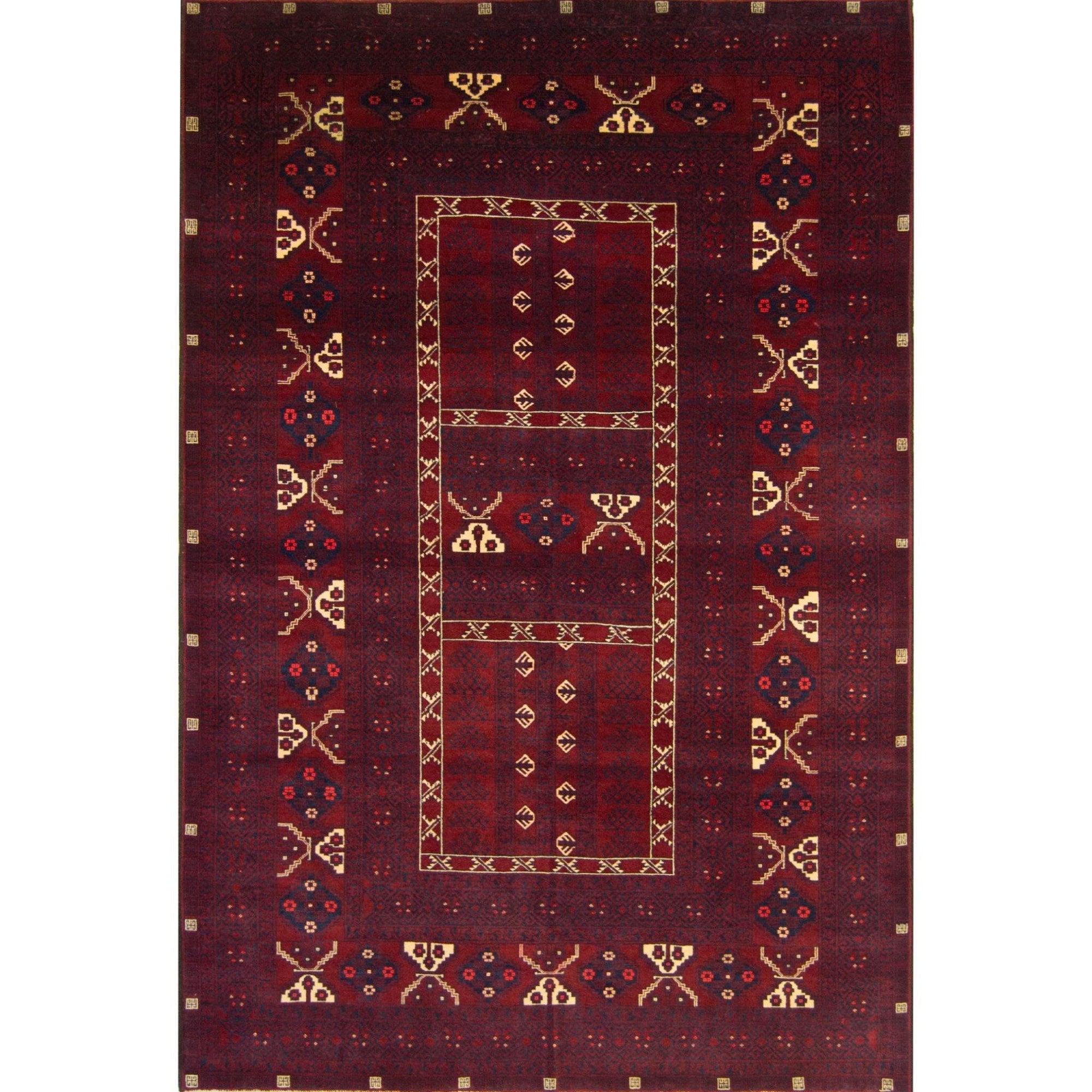 Fine Hand-knotted 100% Wool Afghan Tribal Rug 159cm x 243cm