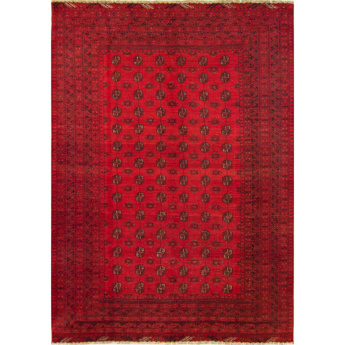 Fine Hand-knotted 100% Wool Afghani Turkmen Vintages Rug 219cm x 306cm