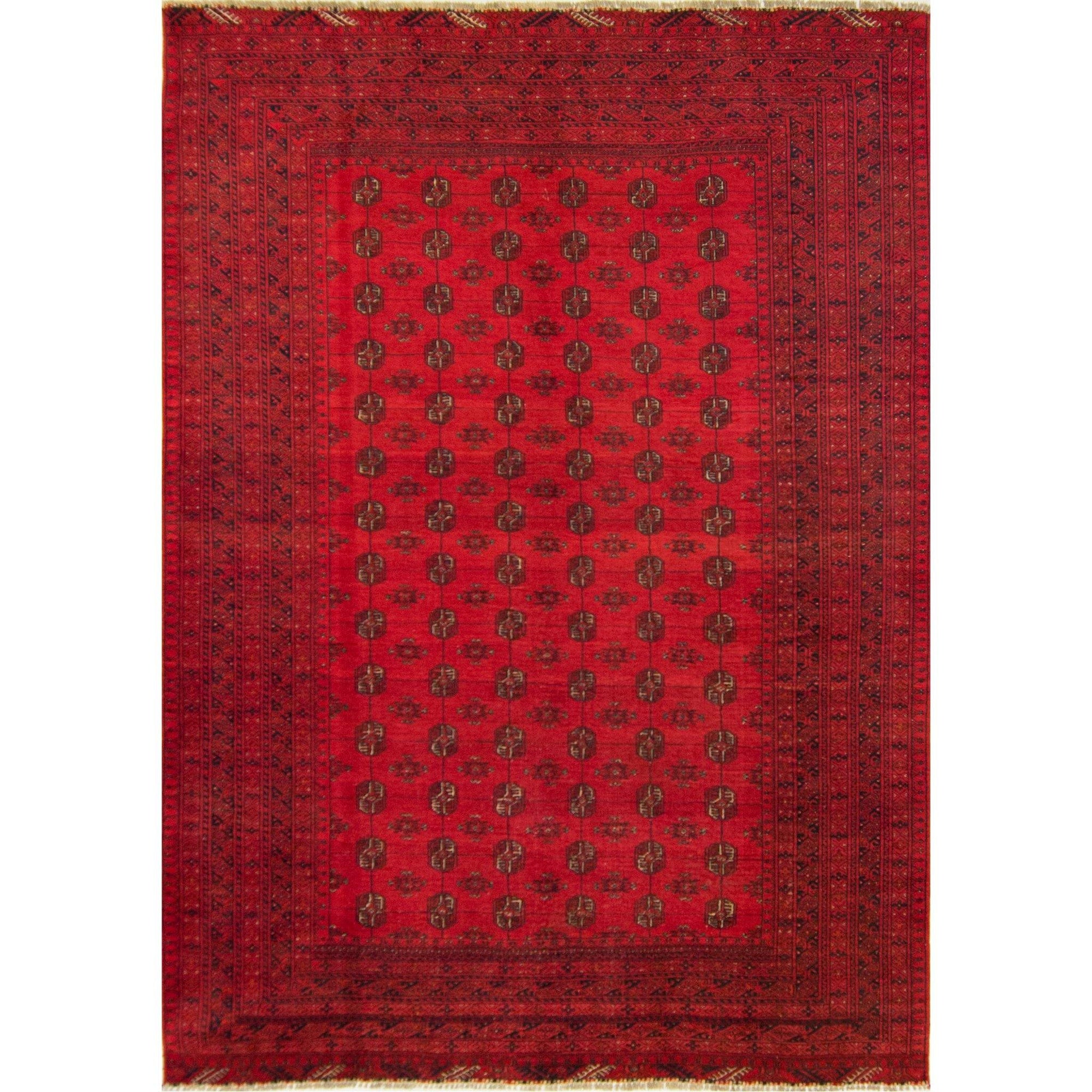 Fine Hand-knotted 100% Wool Afghani Turkmen Vintages Rug 219cm x 306cm