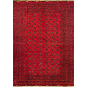 Fine Hand-knotted 100% Wool Afghani Turkmen Vintages Rug 219cm x 306cm