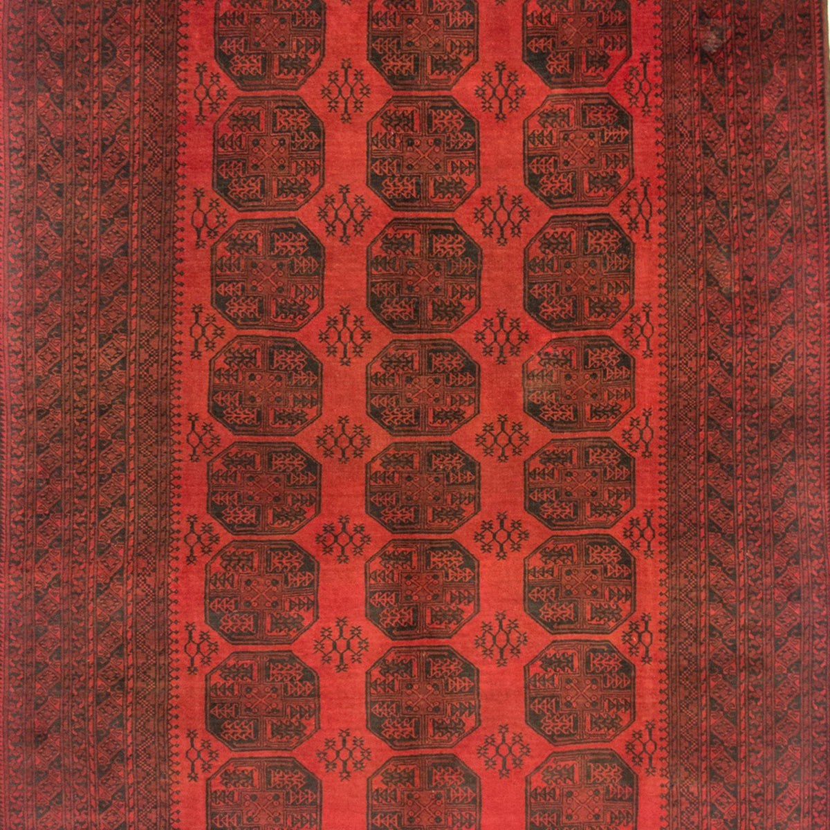 Vintage Hand-knotted Tribal Turkmen Wool Rug 203cm x 289cm