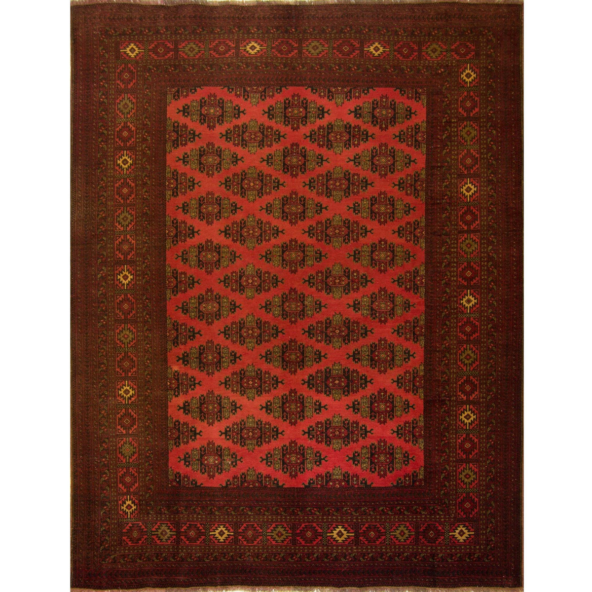 Vintage Hand-knotted 100% Wool Turkmen Rug 200cm x 262cm