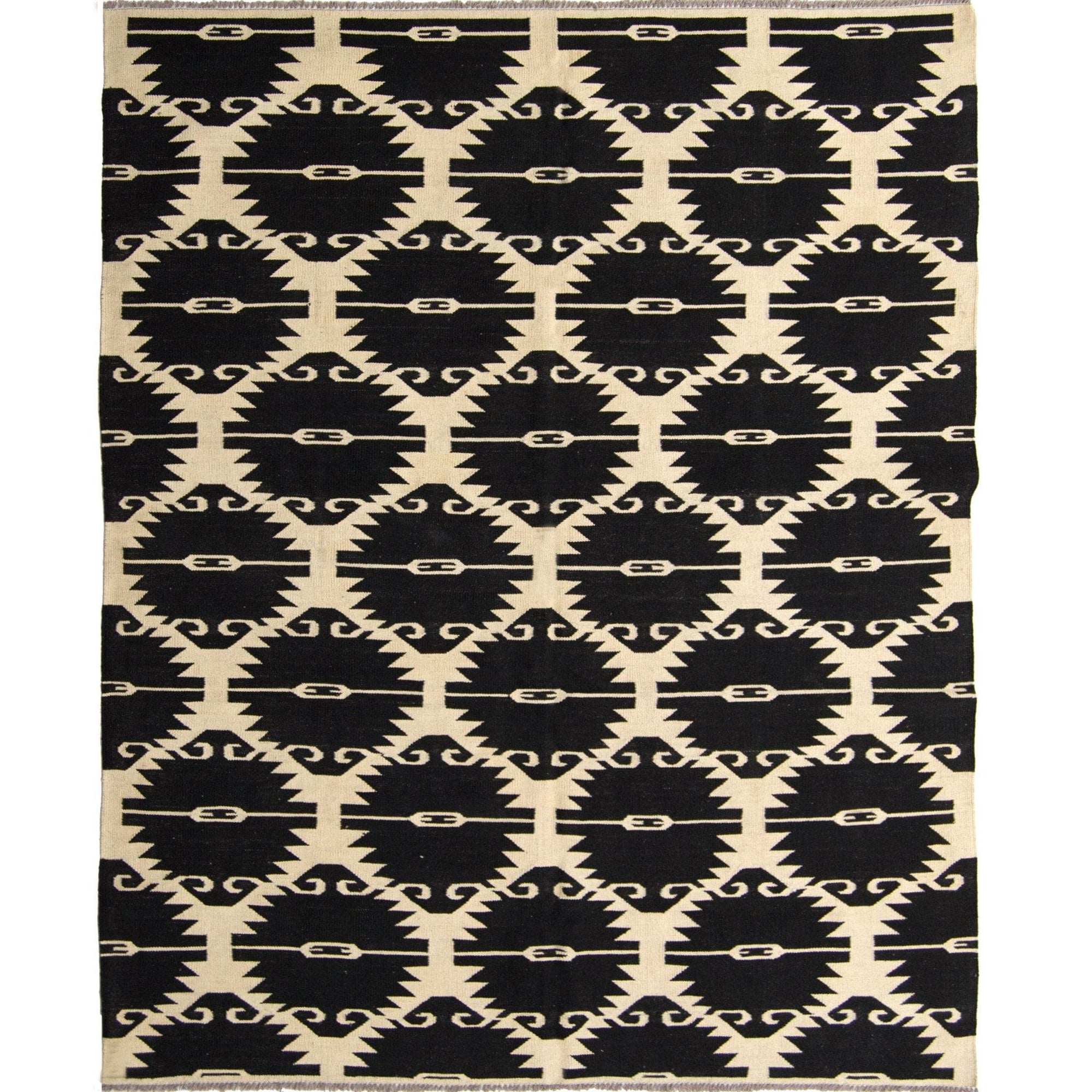 Modern Hand-woven 100% Wool Chobi Kilim Rug 184cm x 235cm