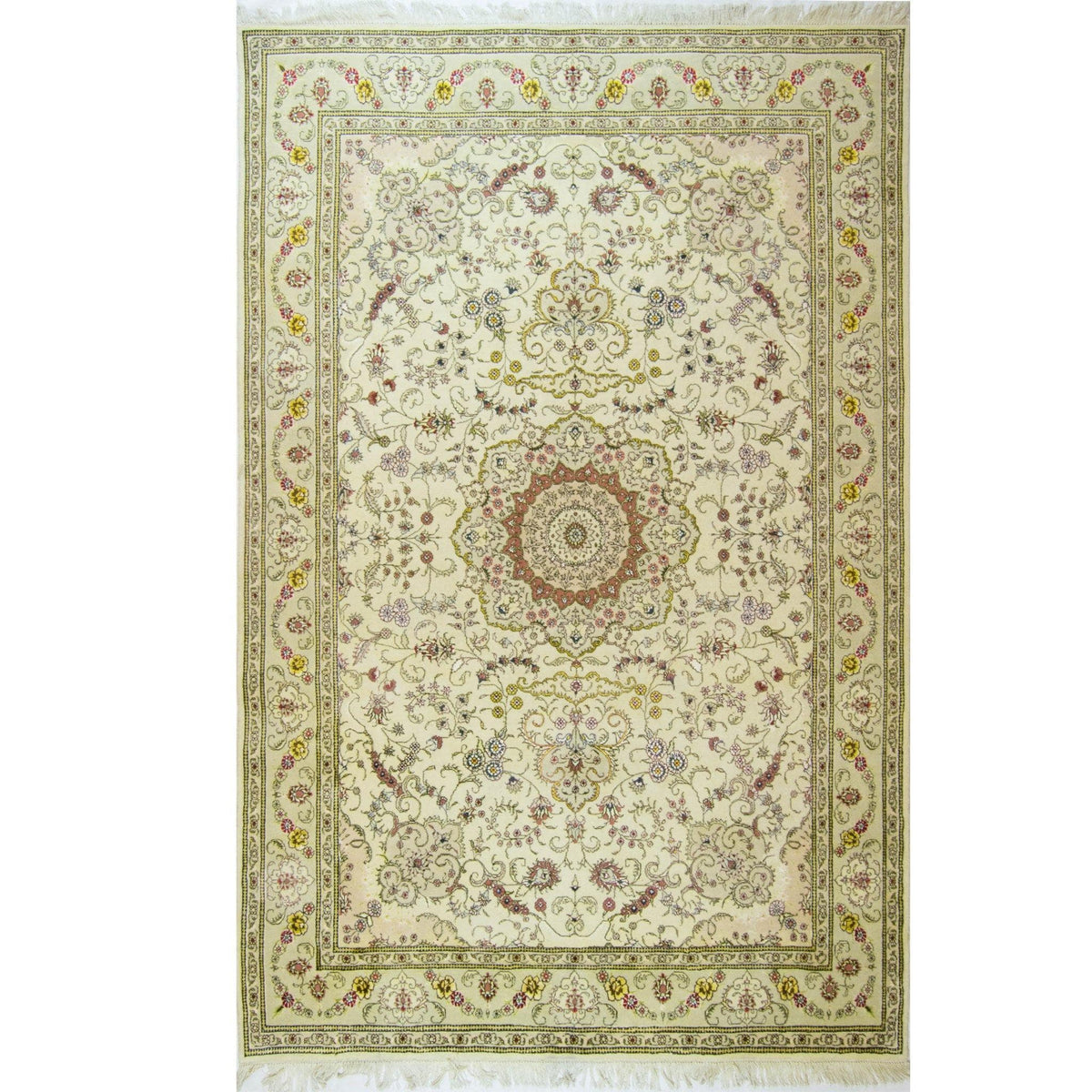 Fine Hand-knotted Wool &amp; Silk Tabriz Rug 183cm x 274cm | 40097