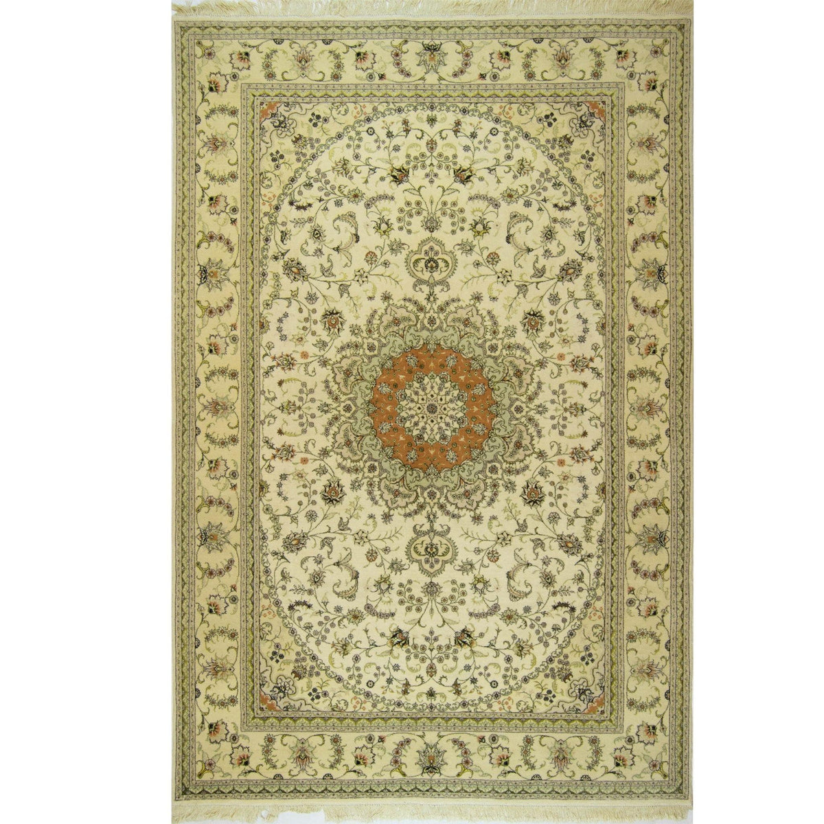 Fine Hand-knotted Wool &amp; Silk Tabriz Rug 183cm x 274cm | 40101