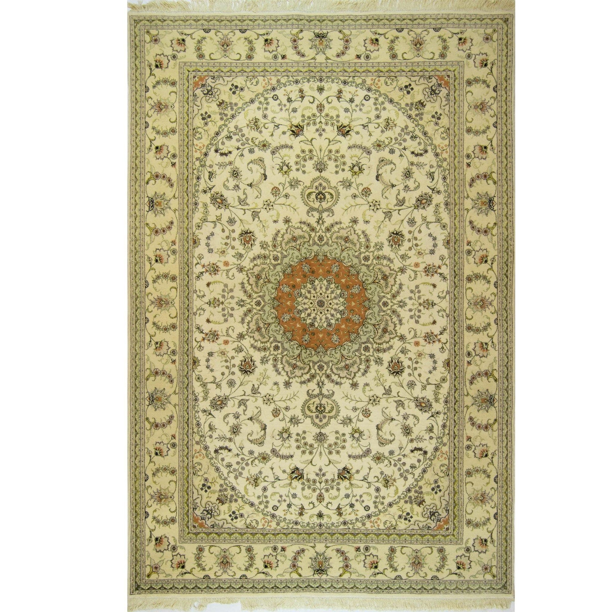 Fine Hand-knotted Wool & Silk Tabriz Rug 183cm x 274cm | 40101