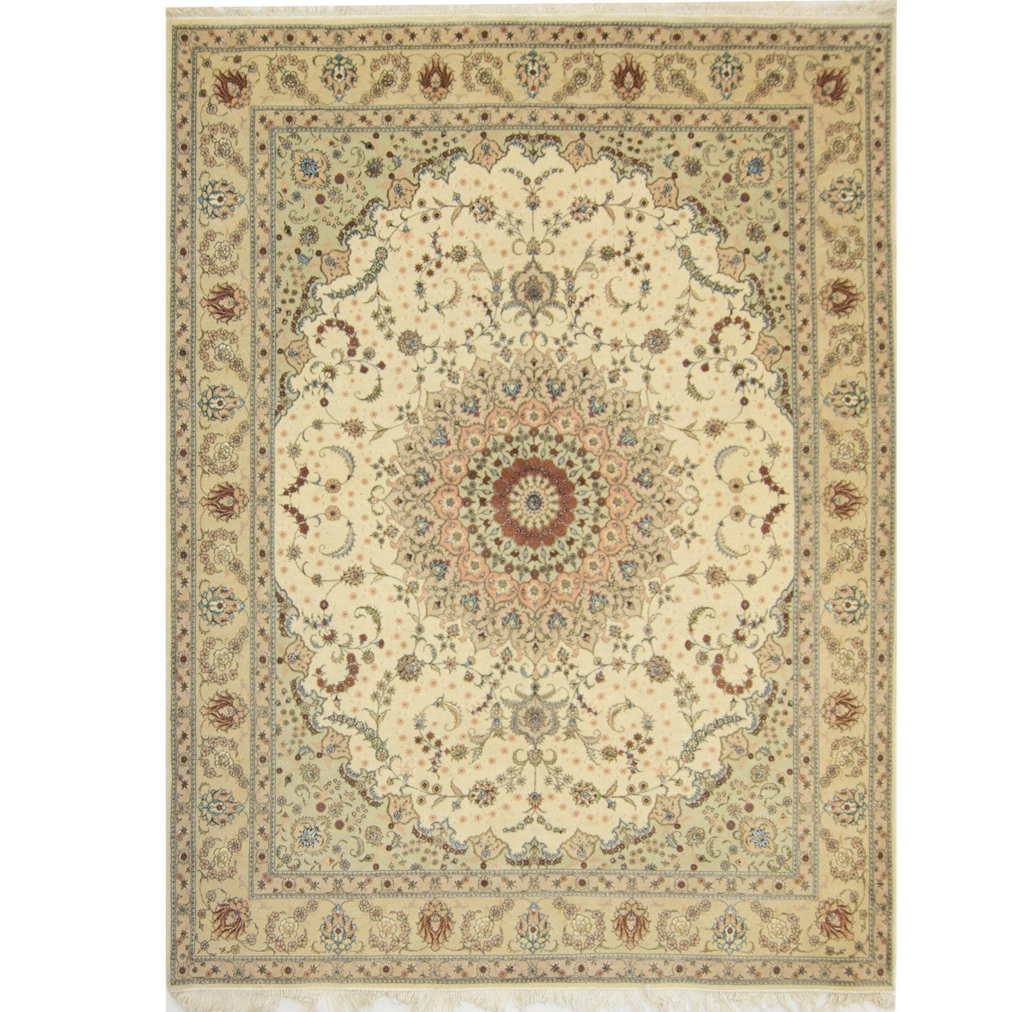 Fine Hand-knotted Wool & Silk Tabriz Rug 244cm x 305cm