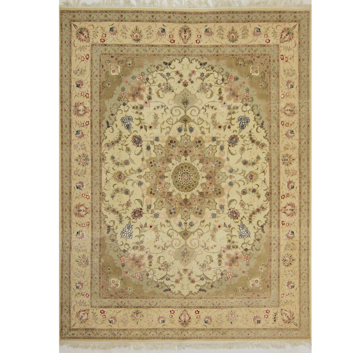 Fine Hand-knotted Wool &amp; Silk Tabriz Rug 244cm x 305cm