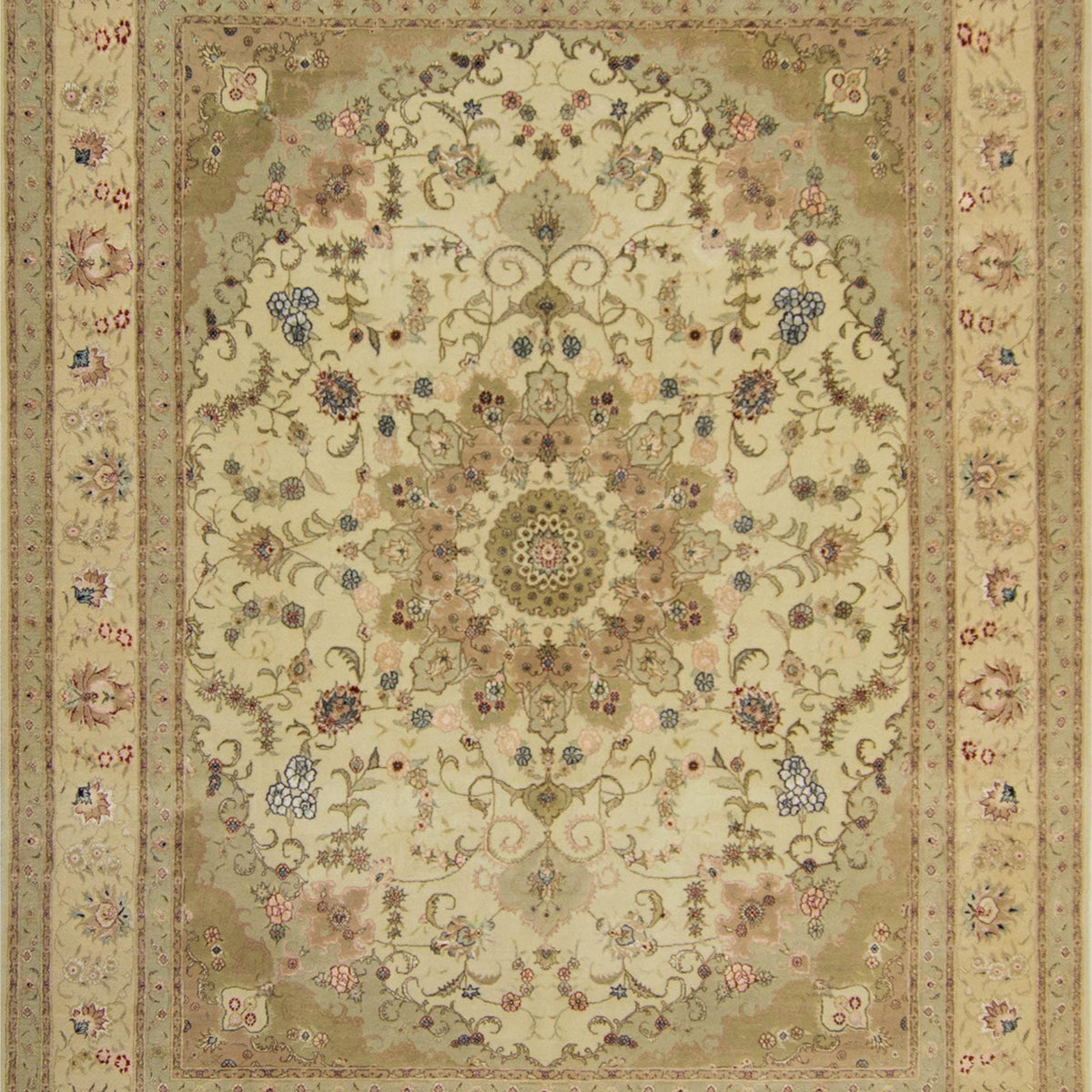 Fine Hand-knotted Wool &amp; Silk Tabriz Rug 244cm x 305cm