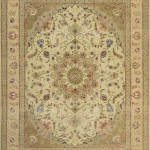Fine Hand-knotted Wool & Silk Tabriz Rug 244cm x 305cm