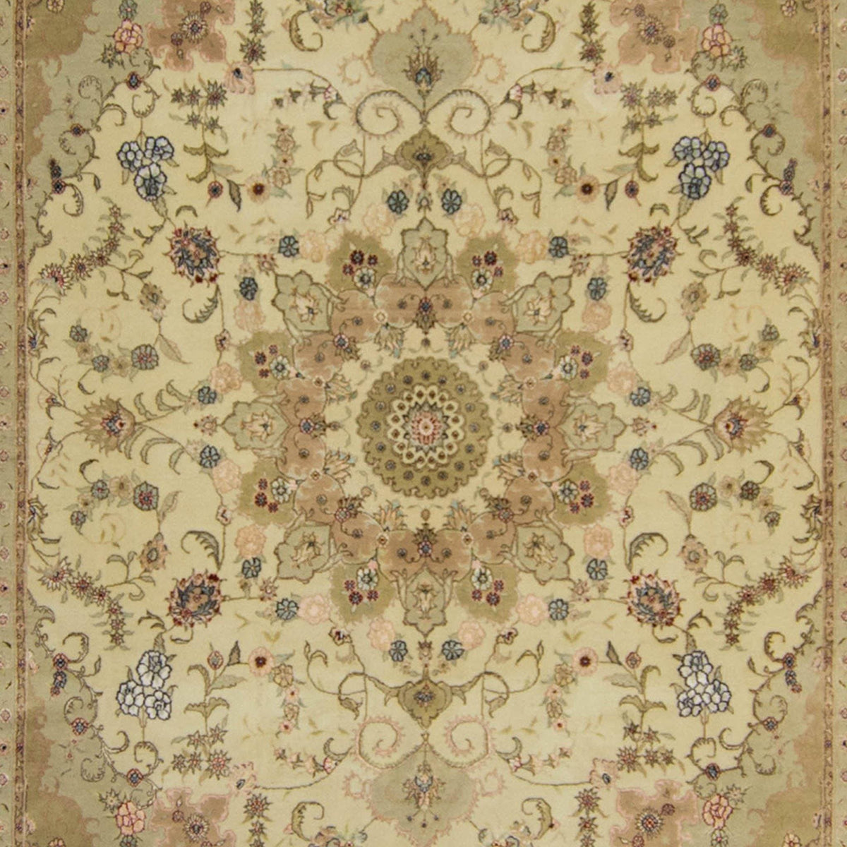 Fine Hand-knotted Wool &amp; Silk Tabriz Rug 244cm x 305cm