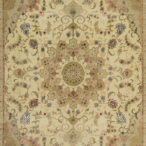 Fine Hand-knotted Wool & Silk Tabriz Rug 244cm x 305cm