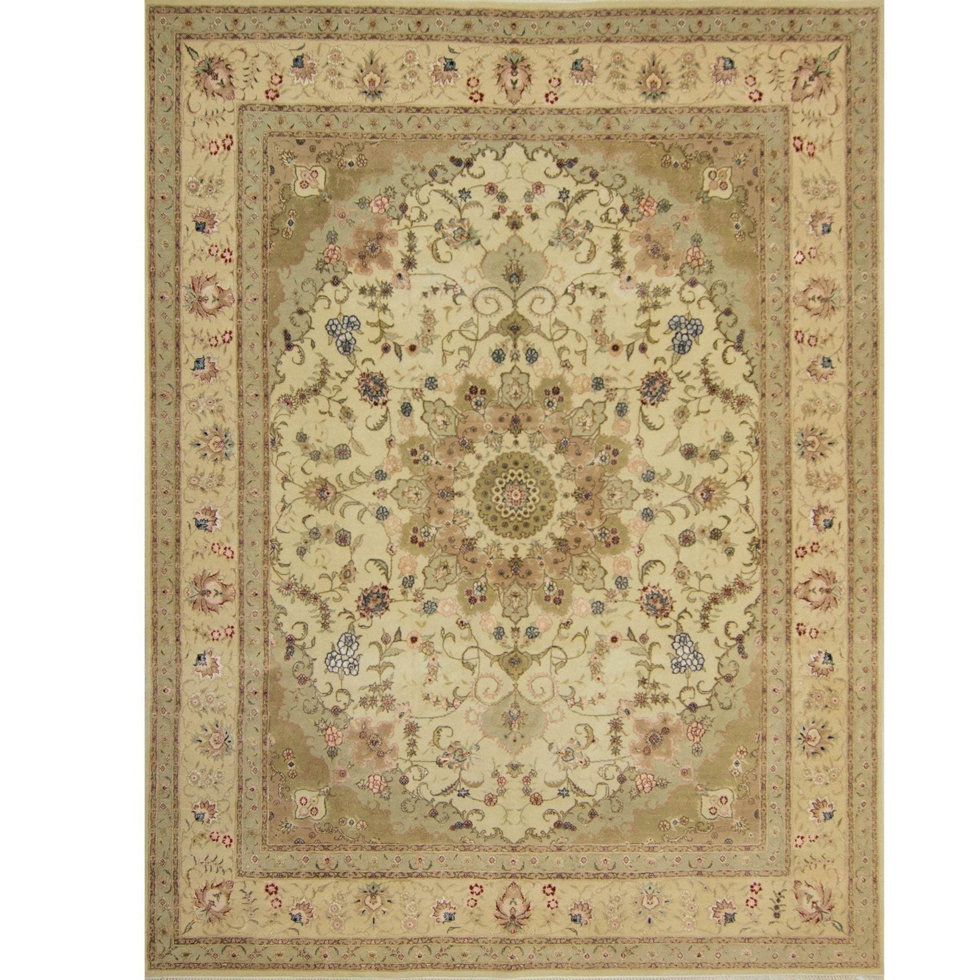 Fine Hand-knotted Wool & Silk Tabriz Rug 244cm x 305cm