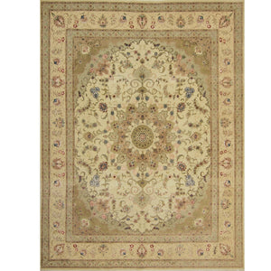 Fine Hand-knotted Wool & Silk Tabriz Rug 244cm x 305cm