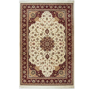 Super Fine Hand-knotted Wool and Silk Tabriz Rug 183 cm x 275 cm