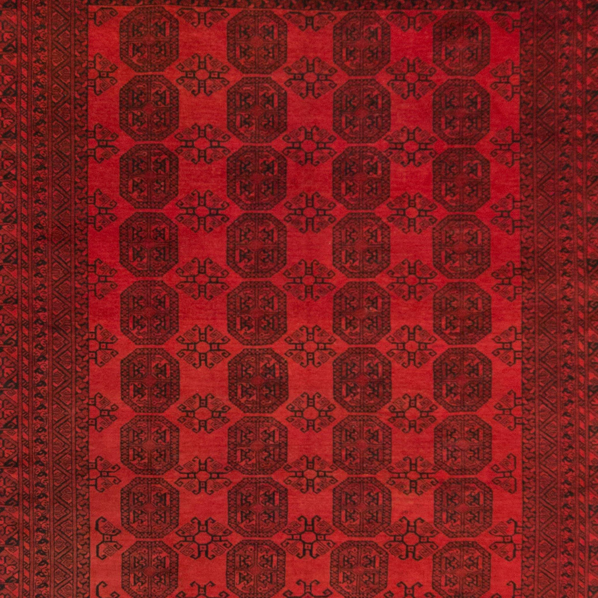 Fine Hand-knotted 100% Wool Afghani Turkmen Rug 247cm x 296cm