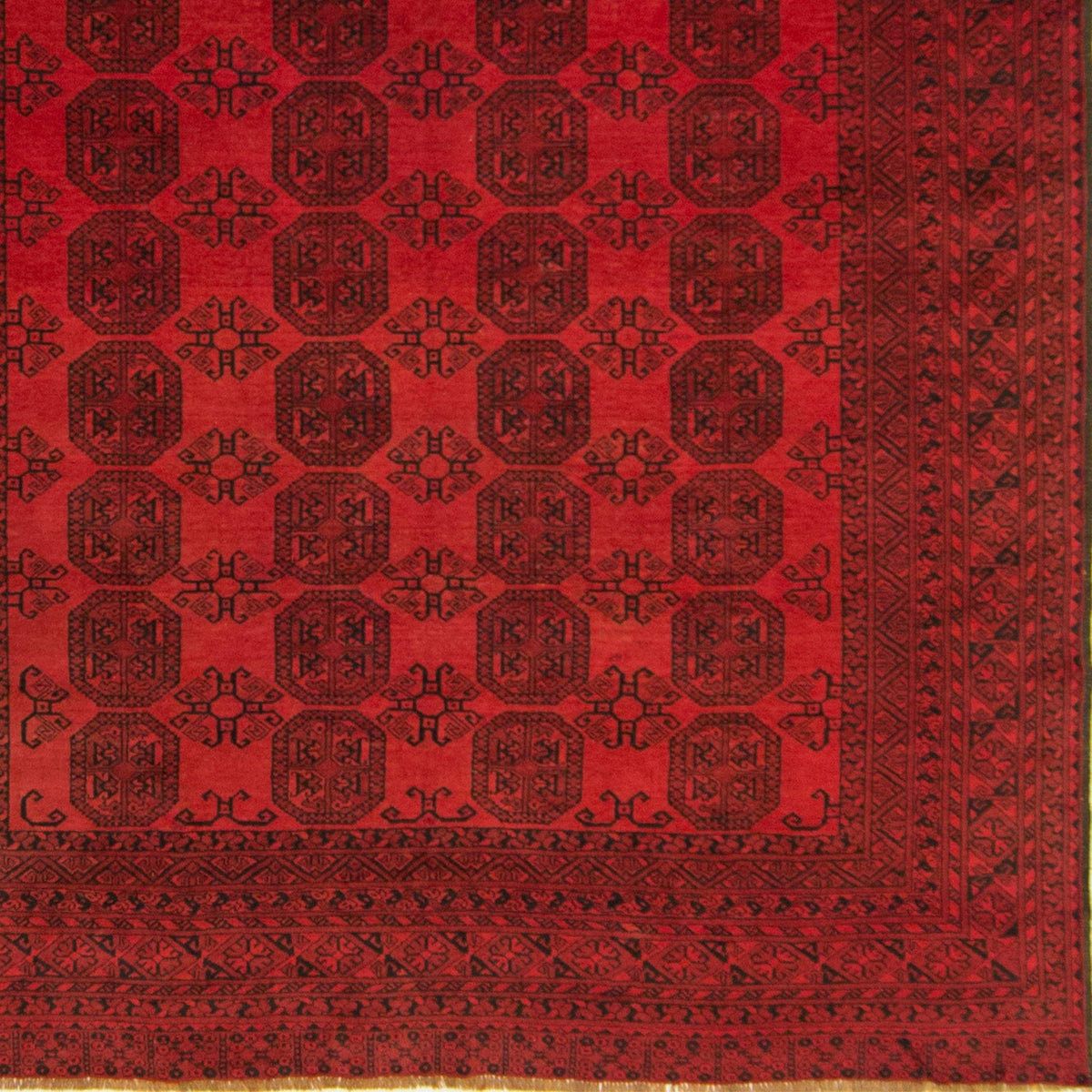 Fine Hand-knotted 100% Wool Afghani Turkmen Rug 247cm x 296cm