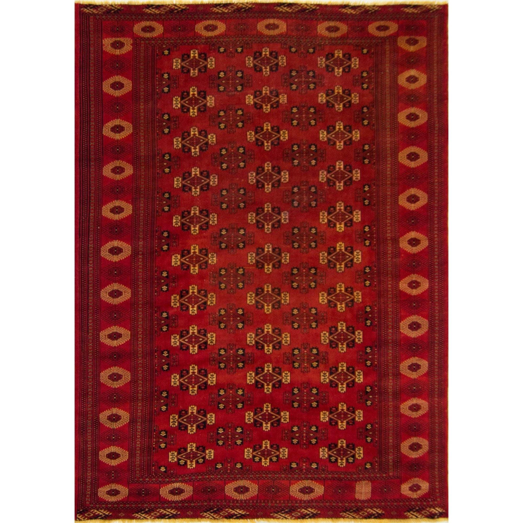 Vintage Hand-knotted Wool Turkmen Rug 228cm x 317cm