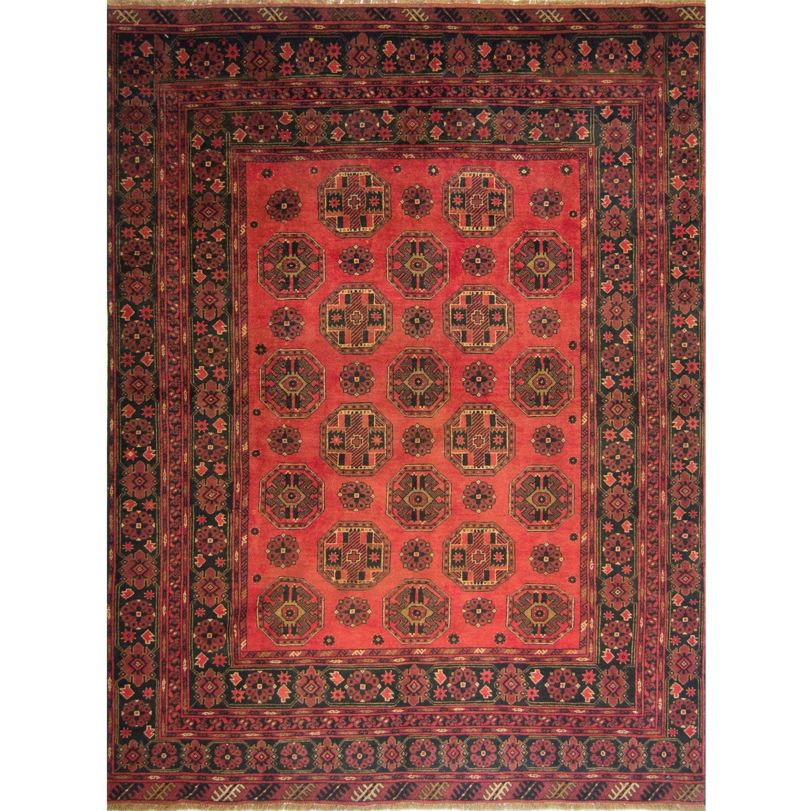 Vintage Hand-knotted 100% Wool Turkmen Rug 207cm x 260cm
