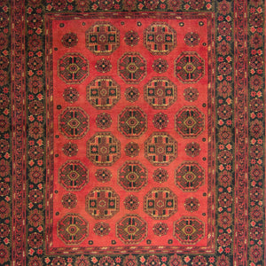 Vintage Hand-knotted 100% Wool Turkmen Rug 207cm x 260cm