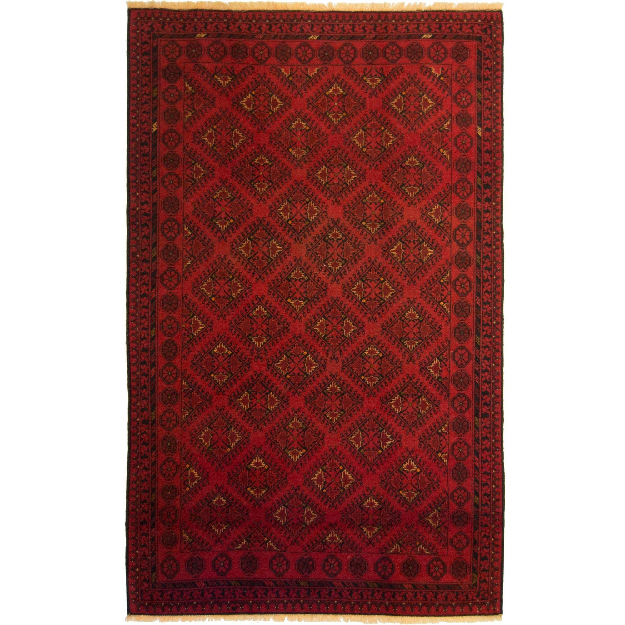 Fine Hand-knotted Wool Afghan Turkmen Rug 144cm x 241cm