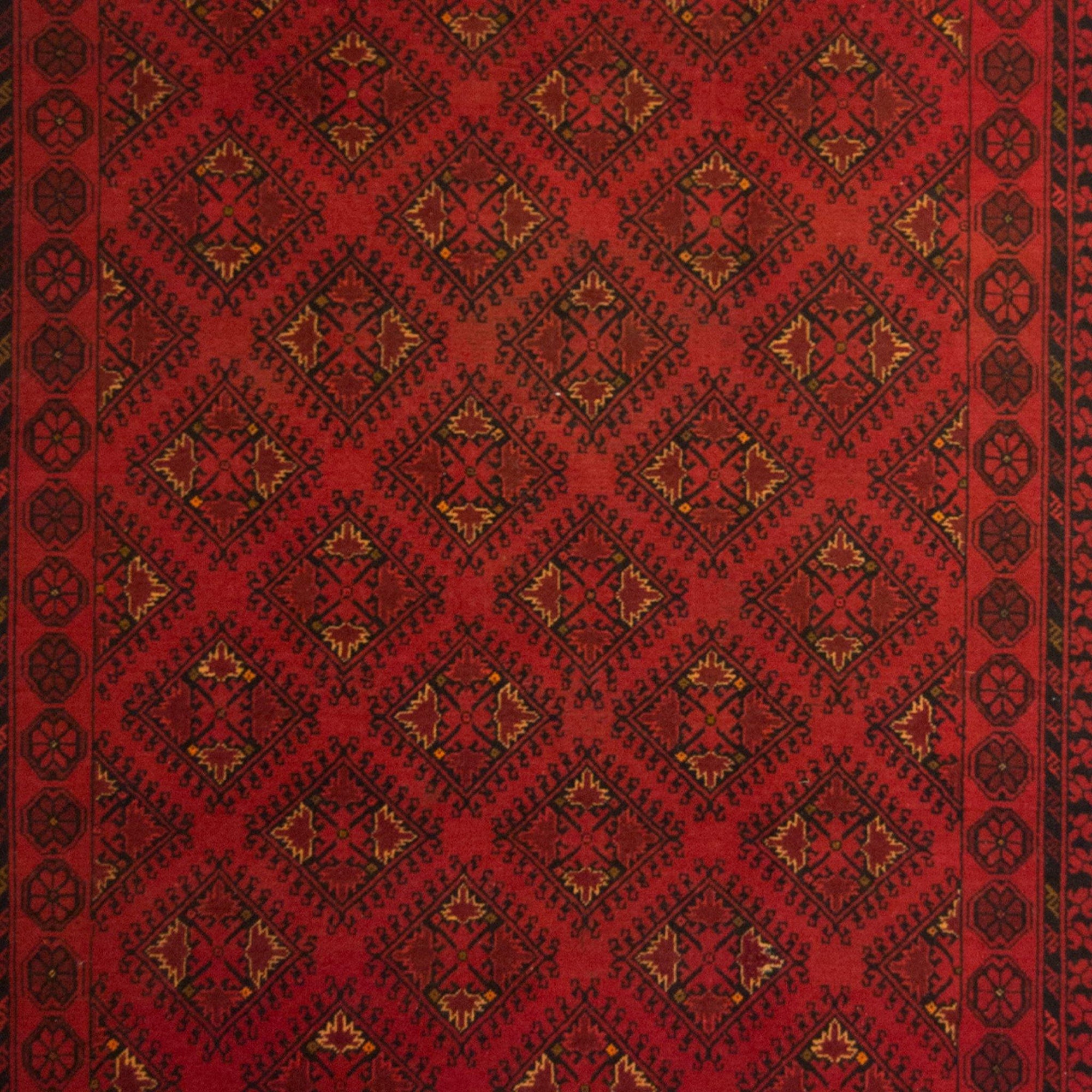 Fine Hand-knotted Wool Afghan Turkmen Rug 144cm x 241cm