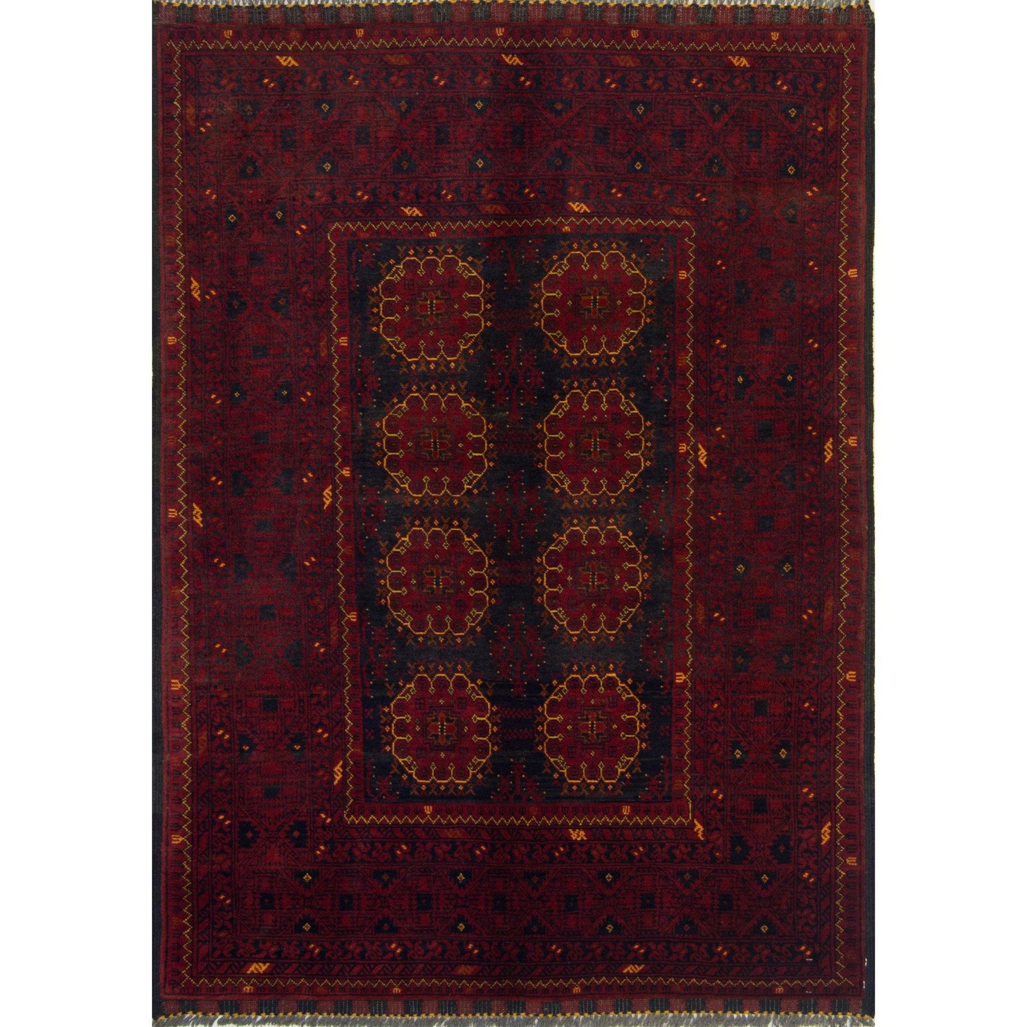 Fine Hand-knotted 100% Wool Afghani Turkmen Small Rug 99cm x 140cm