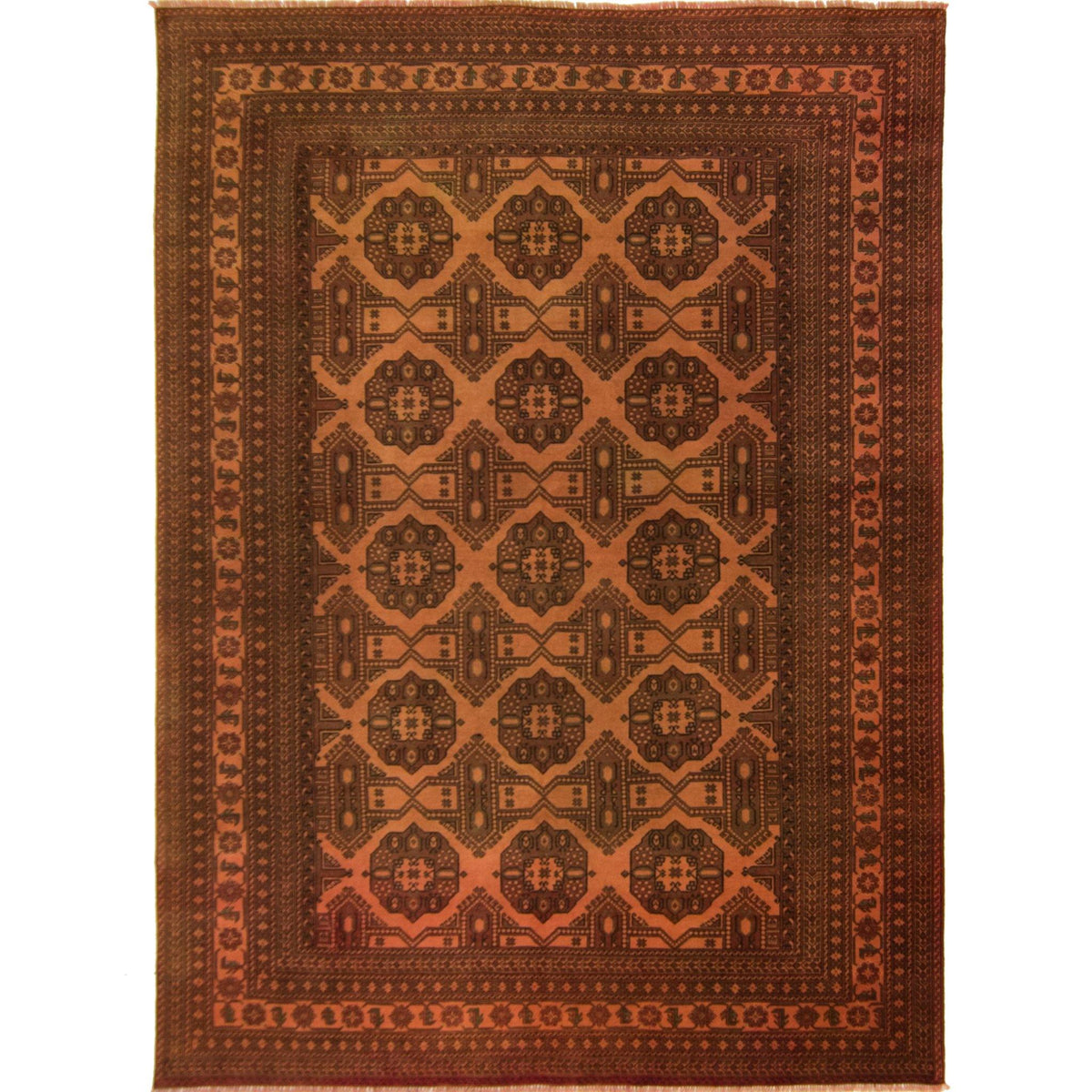 Vintage Hand-knotted Wool Turkmen Rug 239cm x 334cm