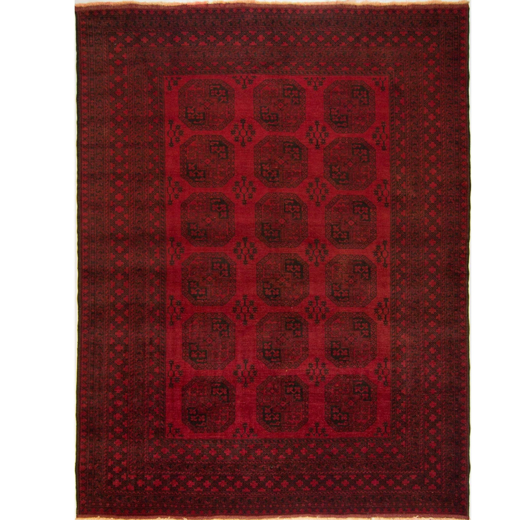 Vintage Hand-knotted 100% Wool Afghan Wool Rug 200 CM X 261 CM