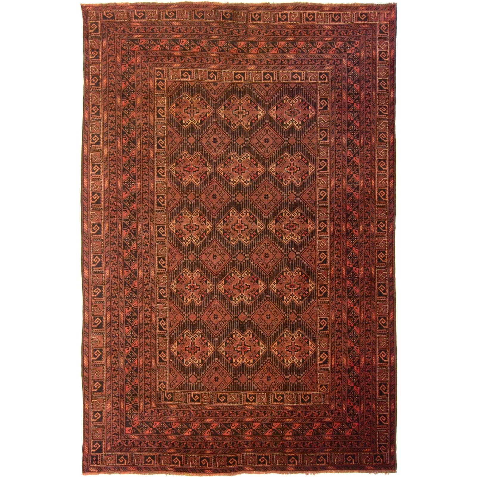 Vintage Hand-knotted 100% Wool Turkmen Rug 193cm x 295cm