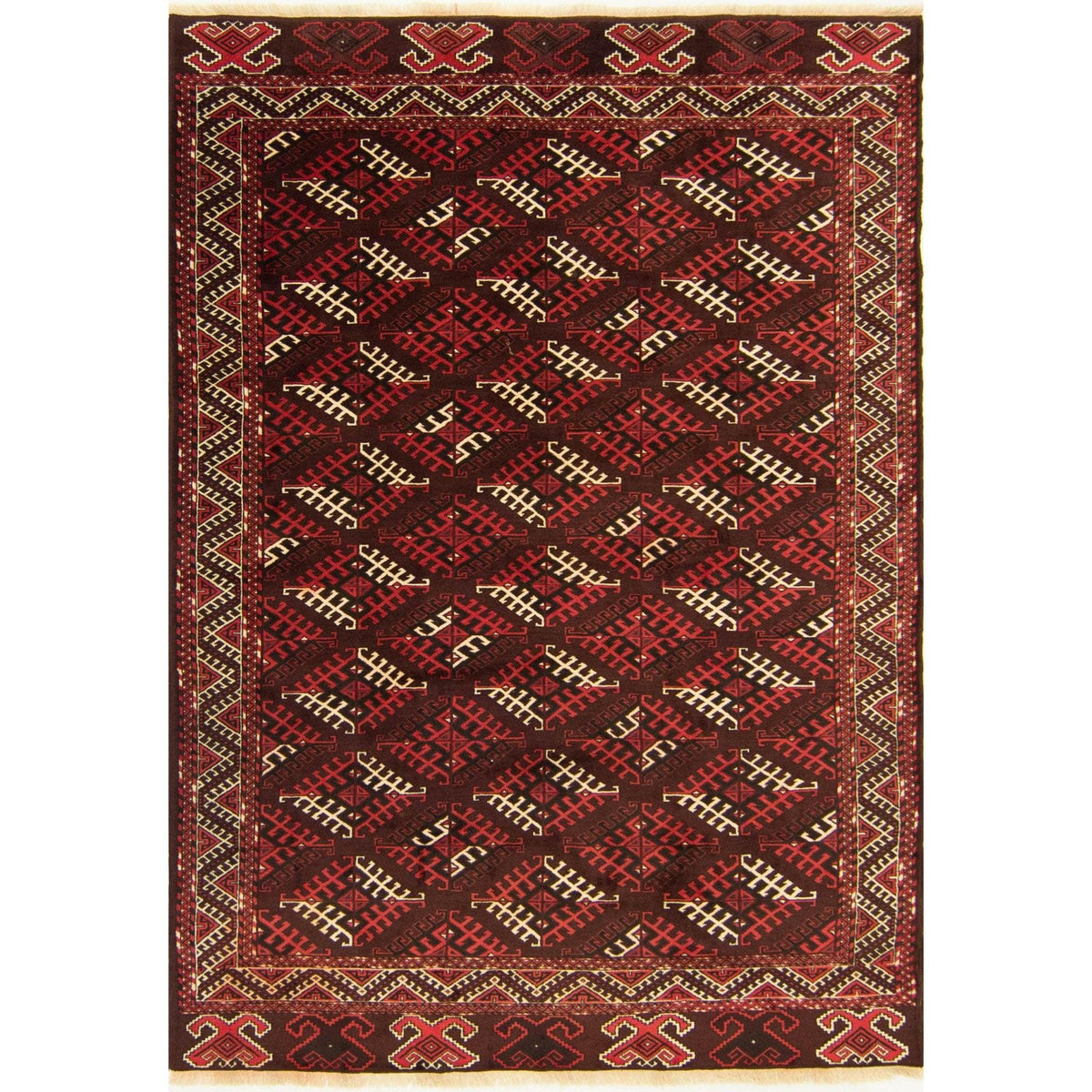 Fine Hand-knotted 100% Wool Persian Turkmen Rug 225cm x 330cm