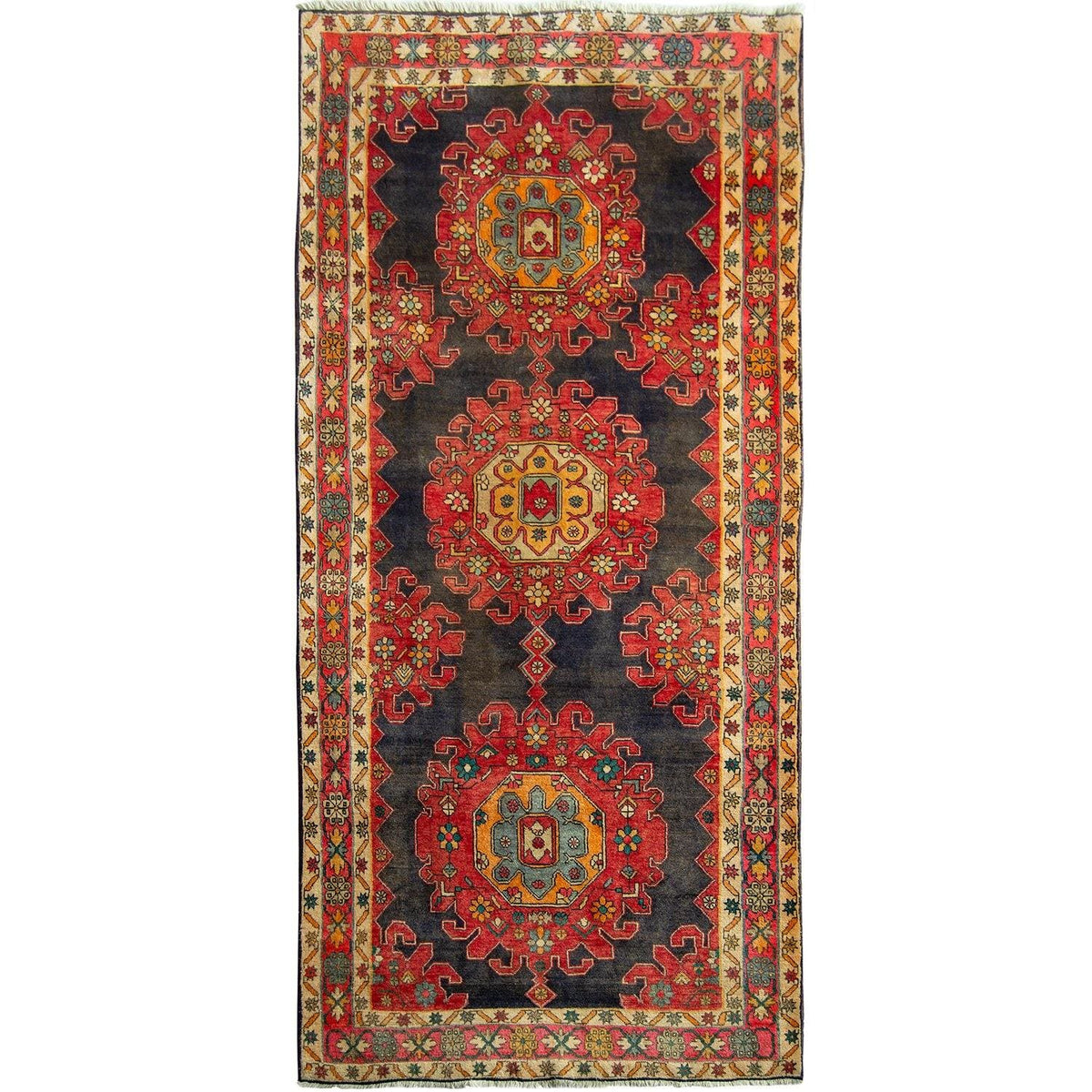 Hand-knotted Vintage Wool Azarbaijan Persian Hallway Runner 147cm x 329cm