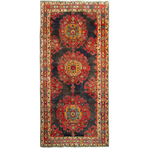 Hand-knotted Vintage Wool Azarbaijan Persian Hallway Runner 147cm x 329cm