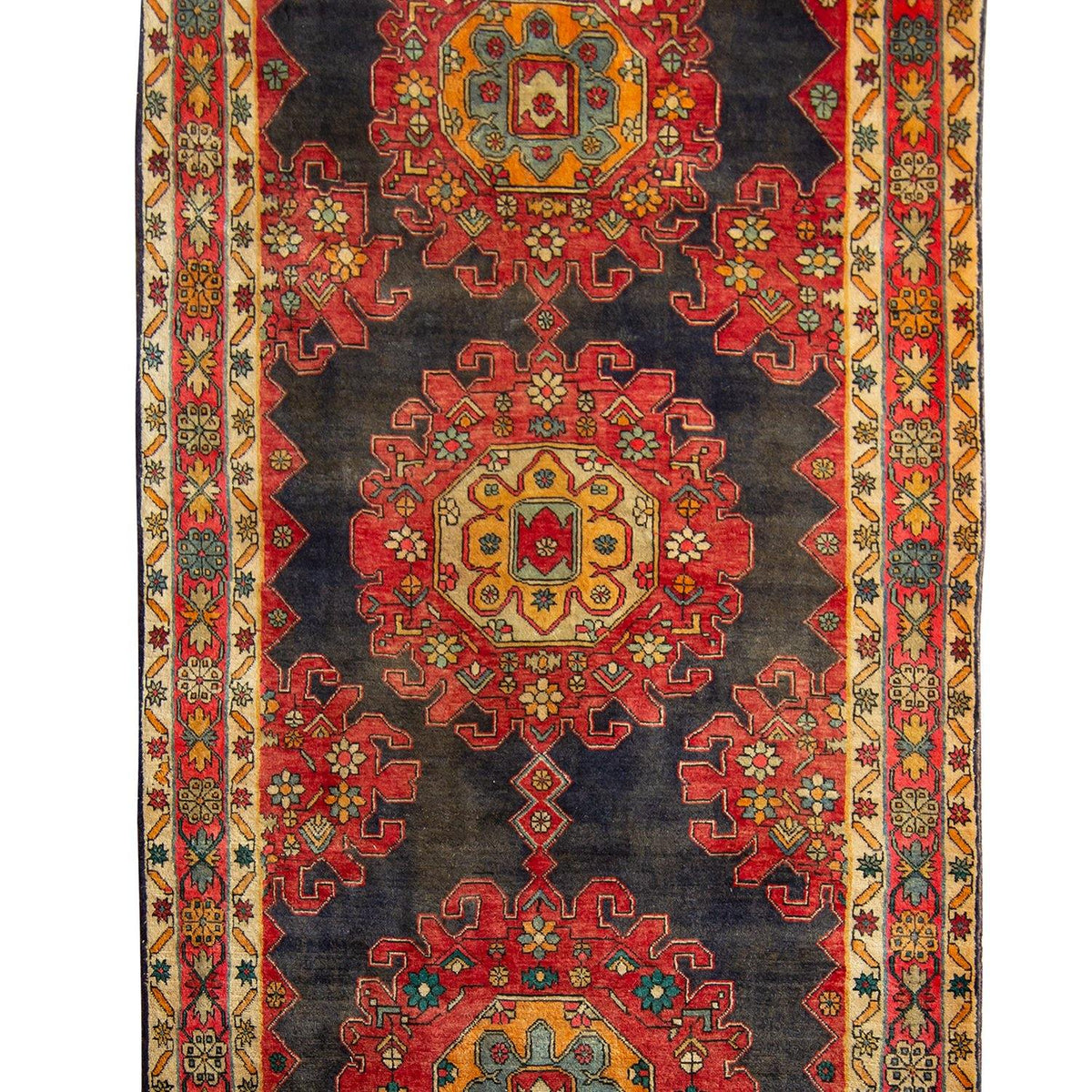 Hand-knotted Vintage Wool Azarbaijan Persian Hallway Runner 147cm x 329cm