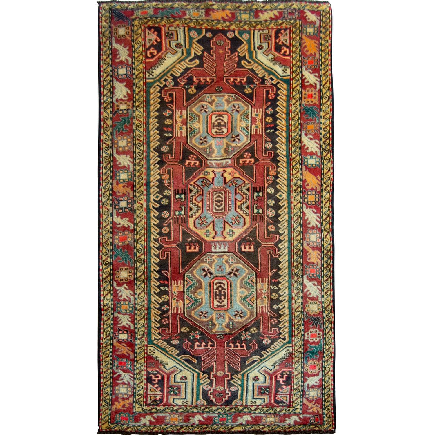 Fine Hand-knotted Wool Vintage Persian Meshkin Hallway Runner 150cm x 320cm