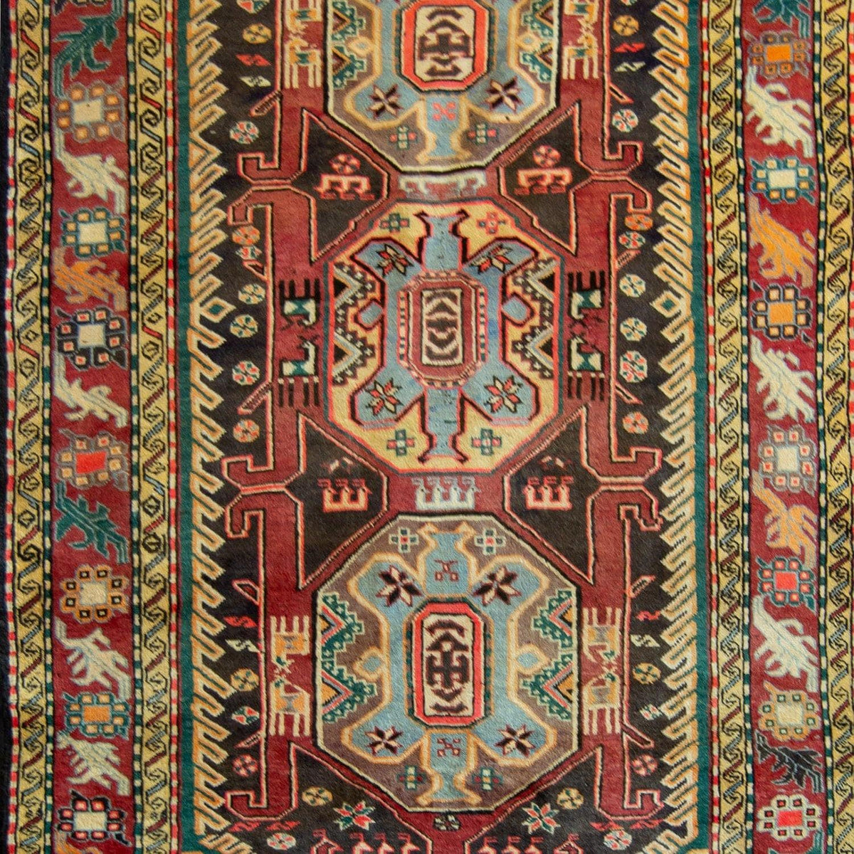Fine Hand-knotted Wool Vintage Persian Meshkin Hallway Runner 150cm x 320cm