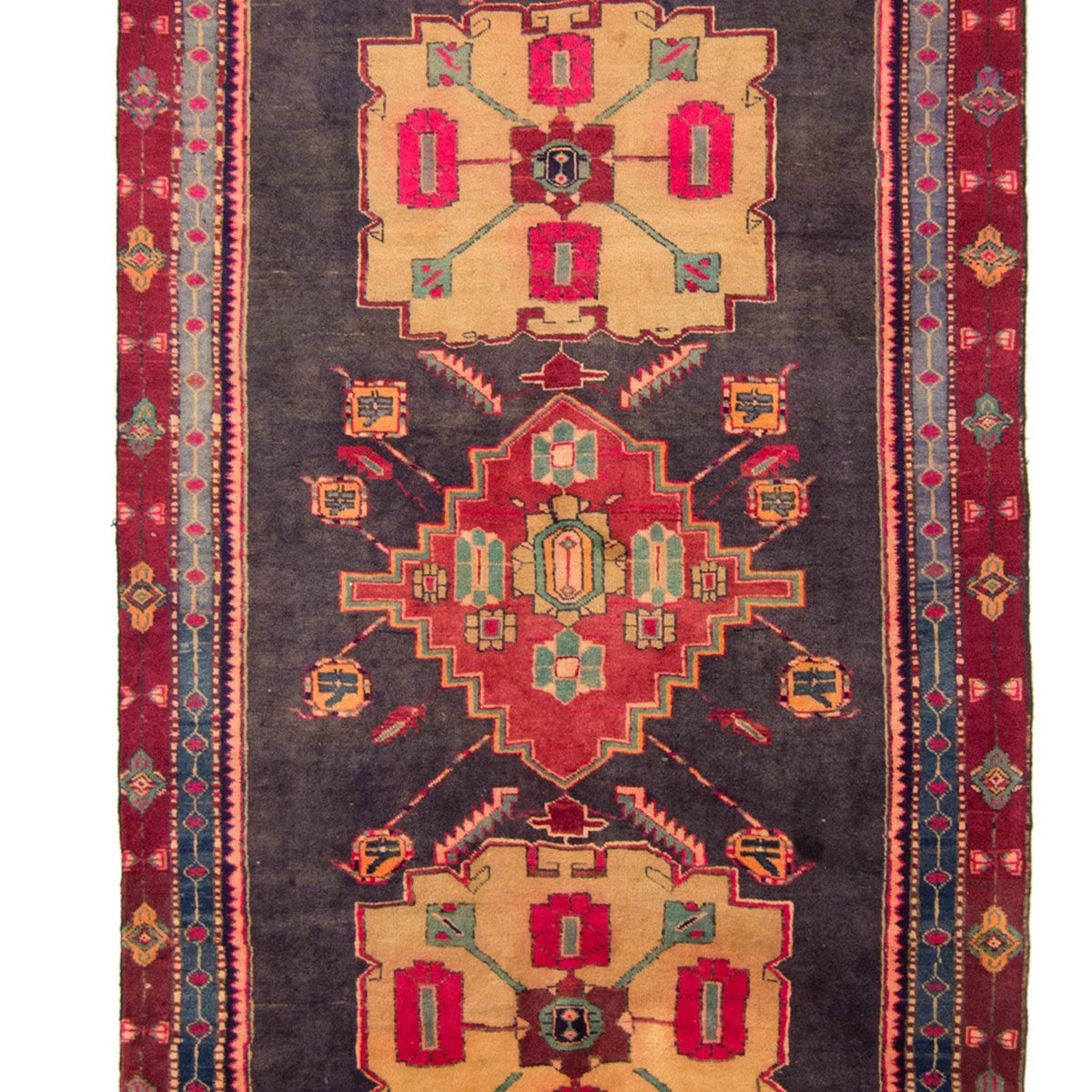 Hand-knotted Wool Persian Meshkin Rug 126cm x 284