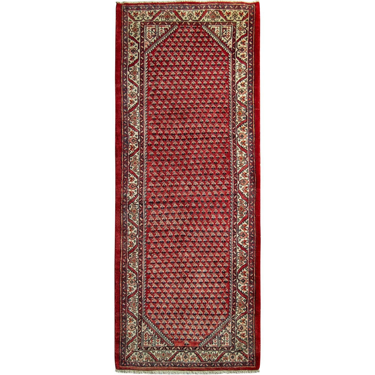 Fine Hand-knotted Wool Persian Red Hamadan Hallway Runner 116cm x 317cm
