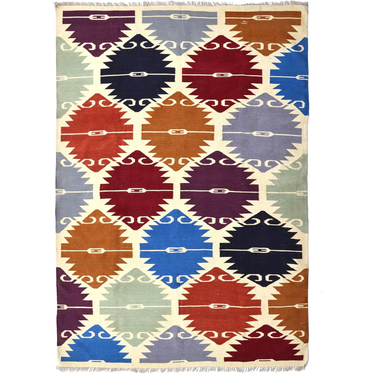 Modern Hand-woven 100% Wool Chobi Kilim Rug 182cm x 243cm