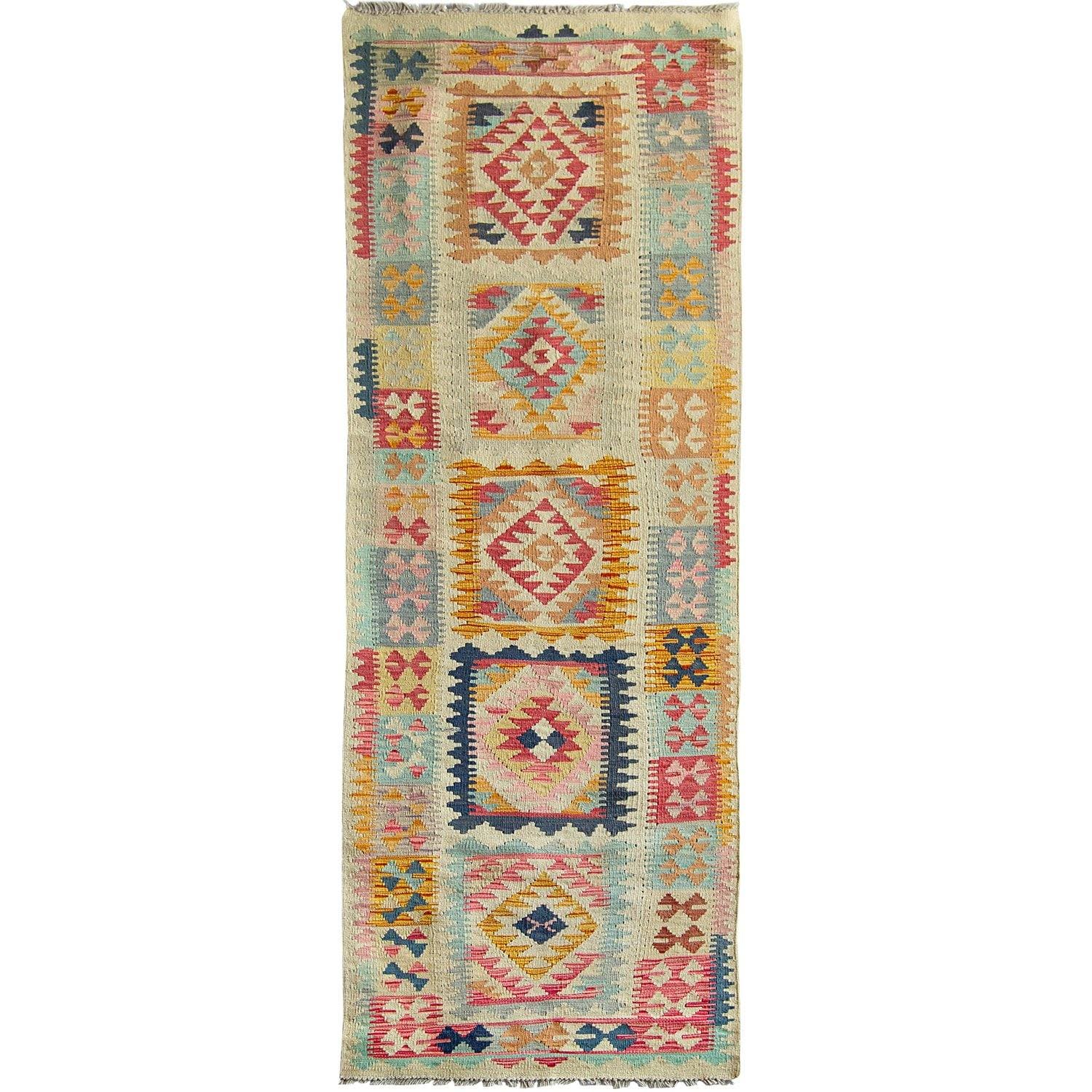 Hand-woven Wool Chobi Kilim Runner 81cm x 298cm
