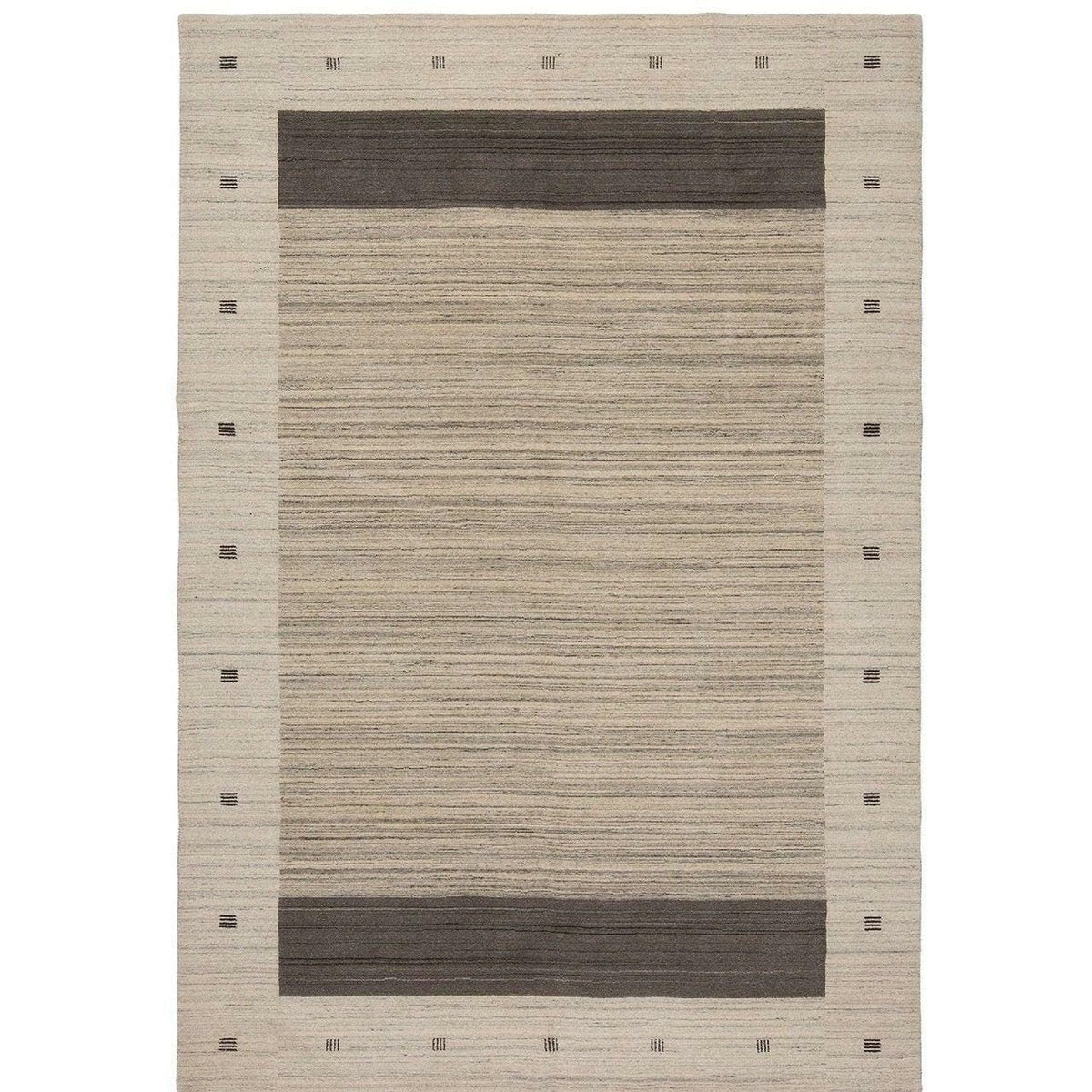 Contemporary Cream &amp; Grey Wool Medium Rug