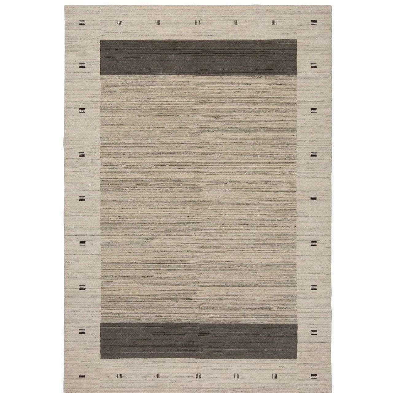 Contemporary Cream & Grey Wool Medium Rug