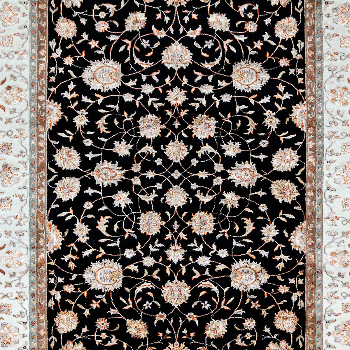 Handmade Black &amp; Cream Traditional Rug 270cm x 360cm