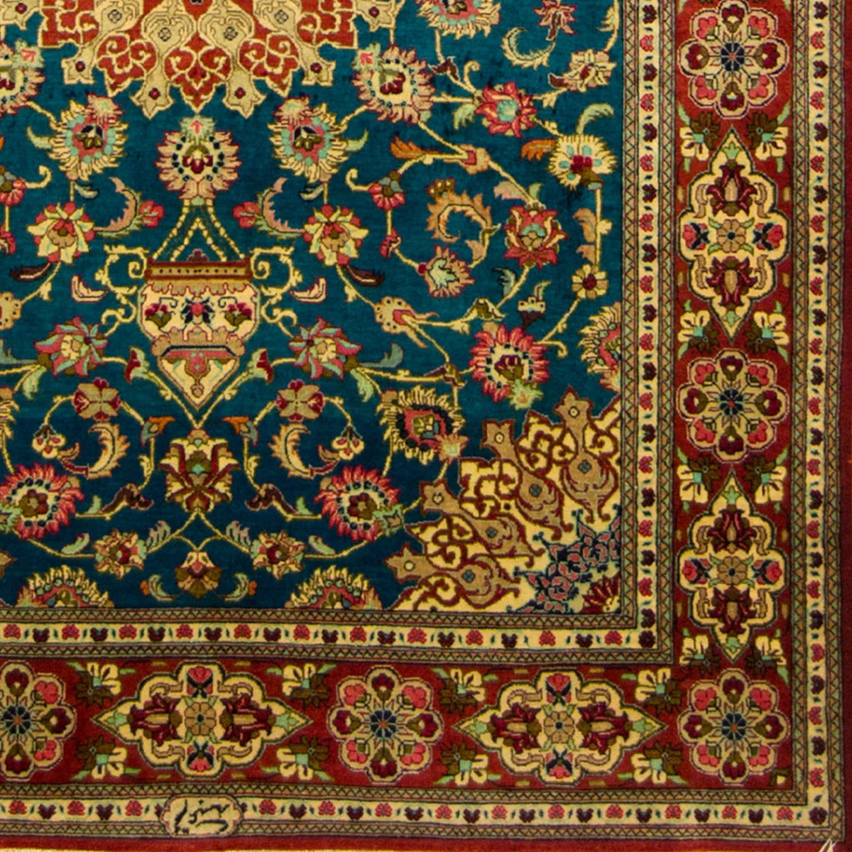 Fine Hand-knotted Persian Qhom (Qum) Silk Rug (SIGNED) 104cm x 152cm