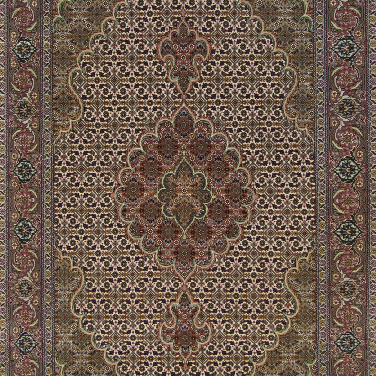 Super Fine Hand-knotted Persian Wool and Silk Tabriz - Mahi Design Rug 100cm x 150cm