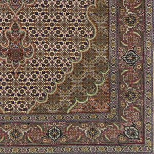 Super Fine Hand-knotted Persian Wool and Silk Tabriz - Mahi Design Rug 100cm x 150cm