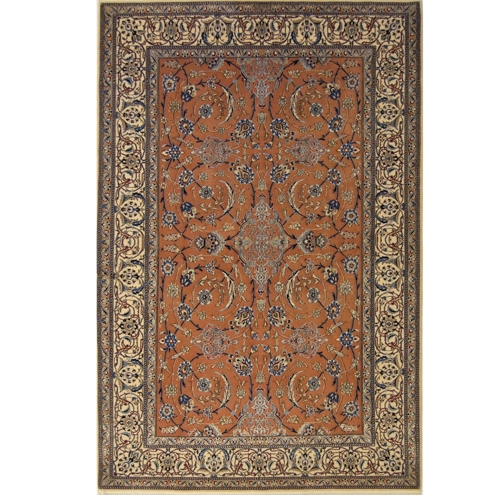 Authentic Persian Fine Hand-knotted Wool & Silk 3LAA Nain Rug ( SIGNED HABIBIAN )