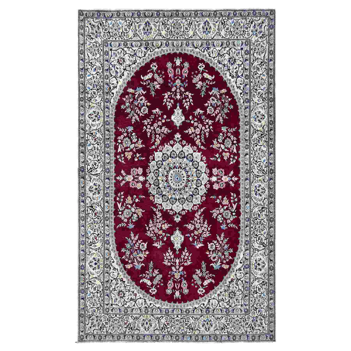 Fine Hand-knotted Wool &amp; Silk Persian Nain Rug 193cm x 293cm